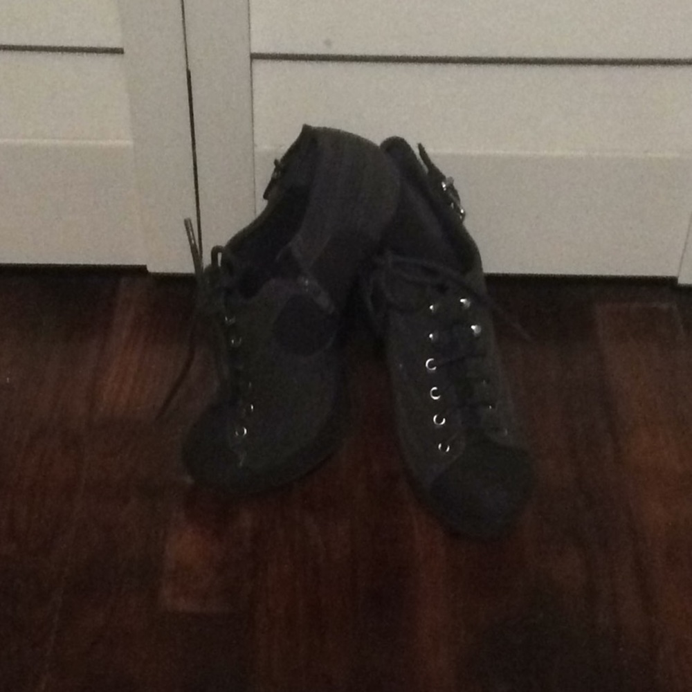 Grey lace up platforms